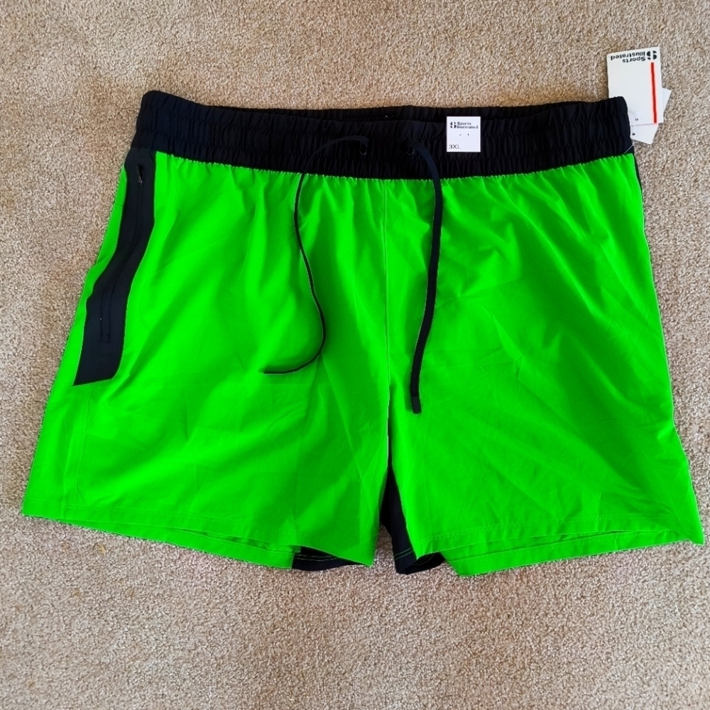 Green black Sports Illustrated mens athletic sport workout shorts size 3XL
